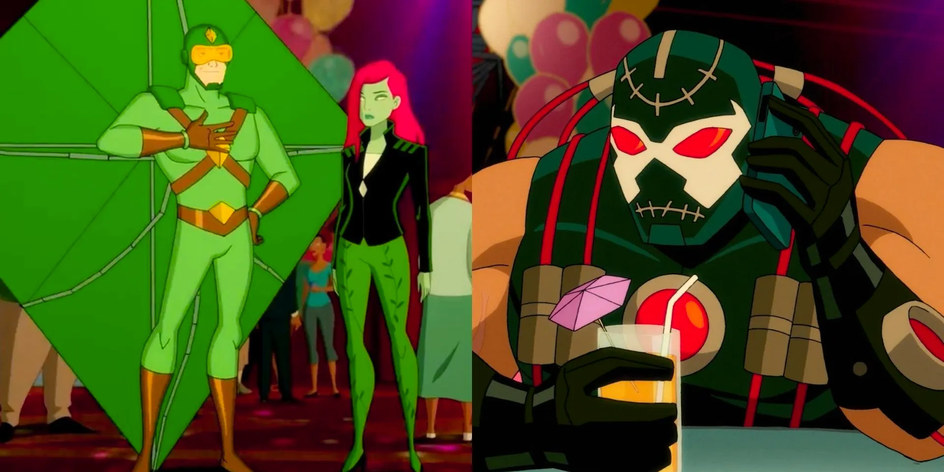 An image of Bane and Kite Man in Harley Quinn Image