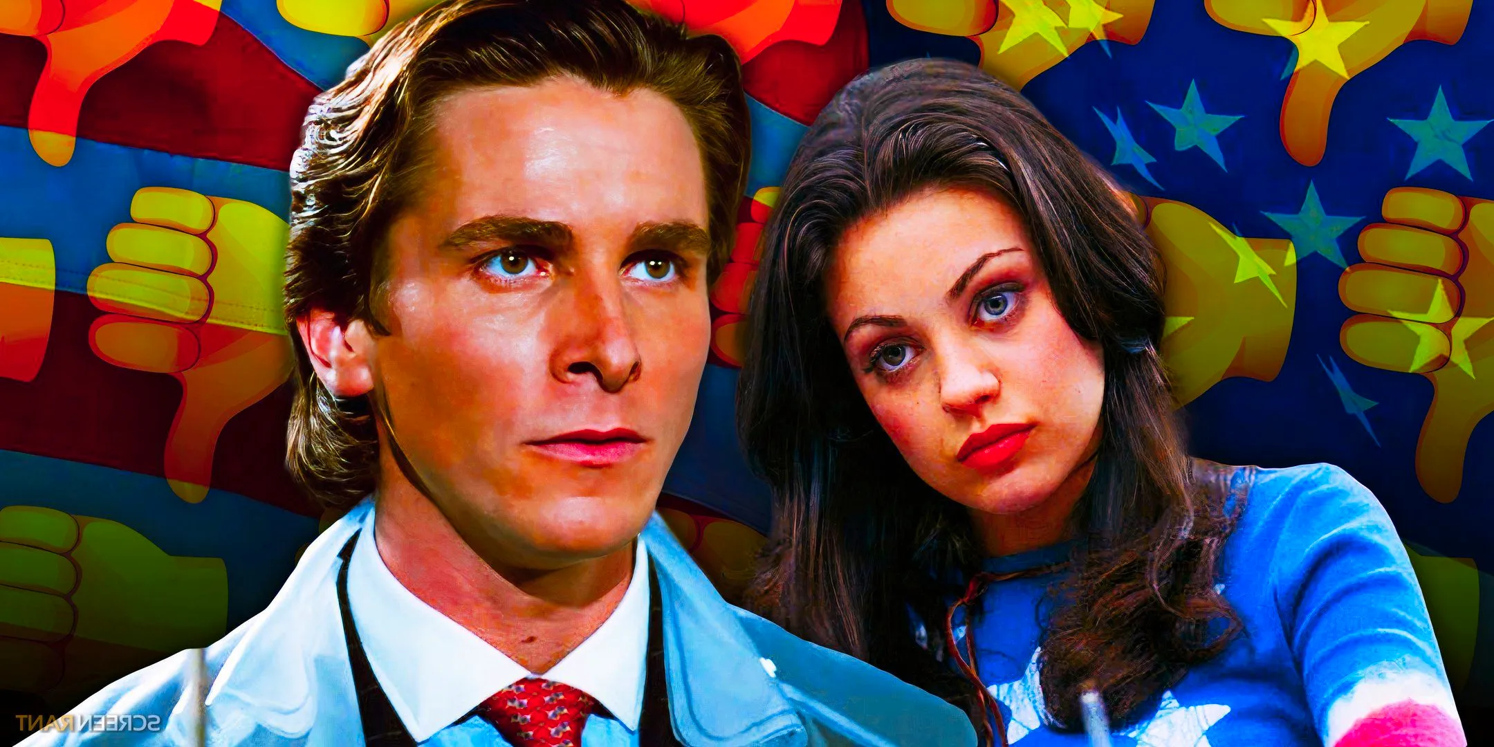 An image of Patrick Bateman and Rachael Newman from American Psycho and American Psycho 2, respectively. Image