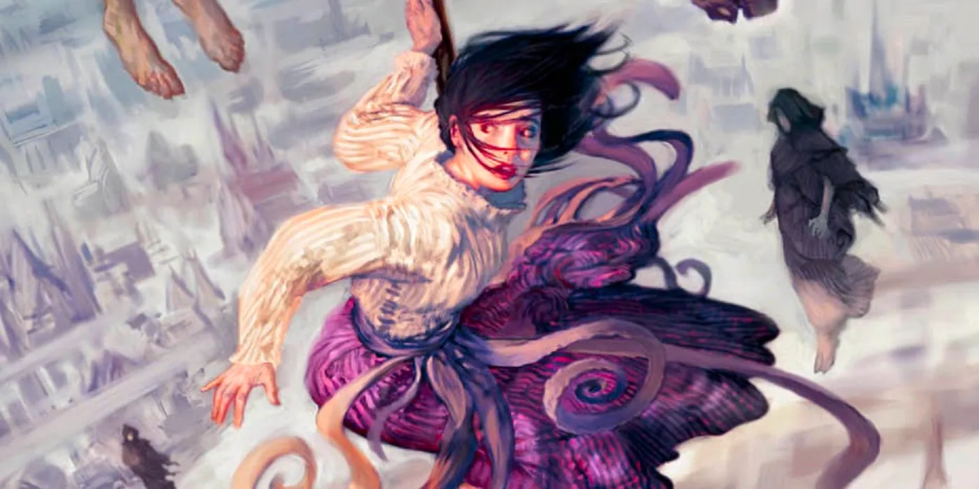 An image of Vin fighting on the cover of Mistborn Image