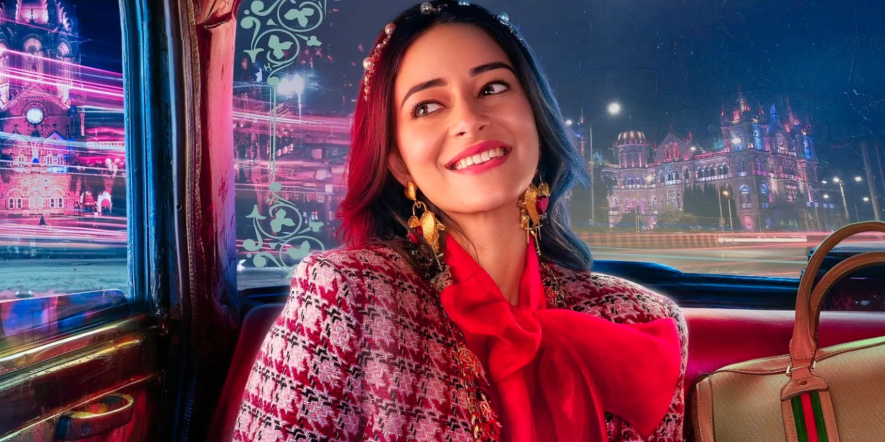 Ananya Panday smiling in the back of a car in Call Me Bae Image