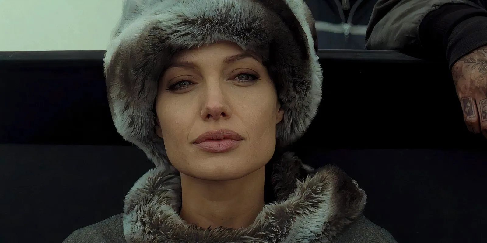 Angelina Jolie wearing a fur cap as Evelyn Salt in Salt Image