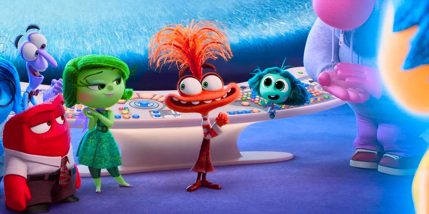 Anxiety introduces herself to the other emotions in headquarters in Inside Out 2 Image