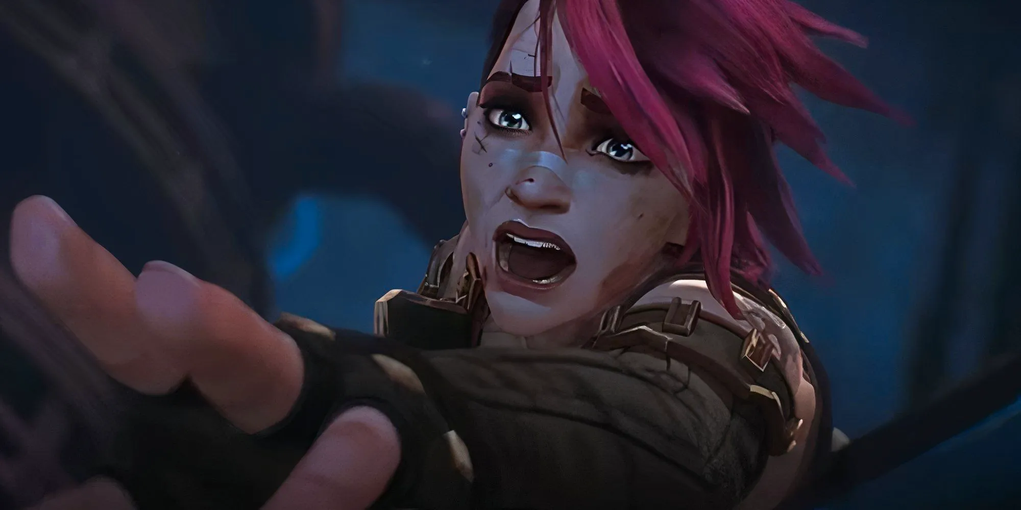 Arcane Season 2 Trailer Vi yelling and holding out her hand Image