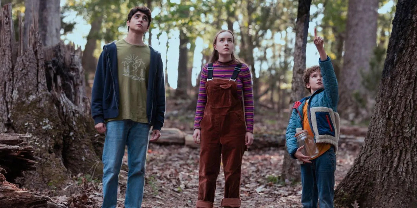 Arlo/Harbinger, Meryl, and Nicholas in the woods in Peacock's Teacup Image