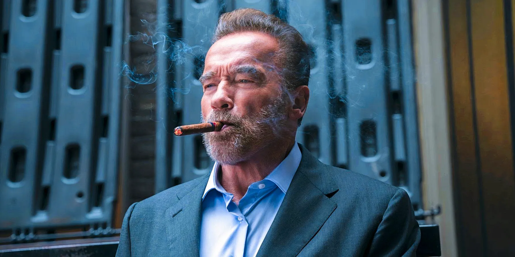 Arnold Schwarzenegger in Fubar season 1 smoking a cigar Image