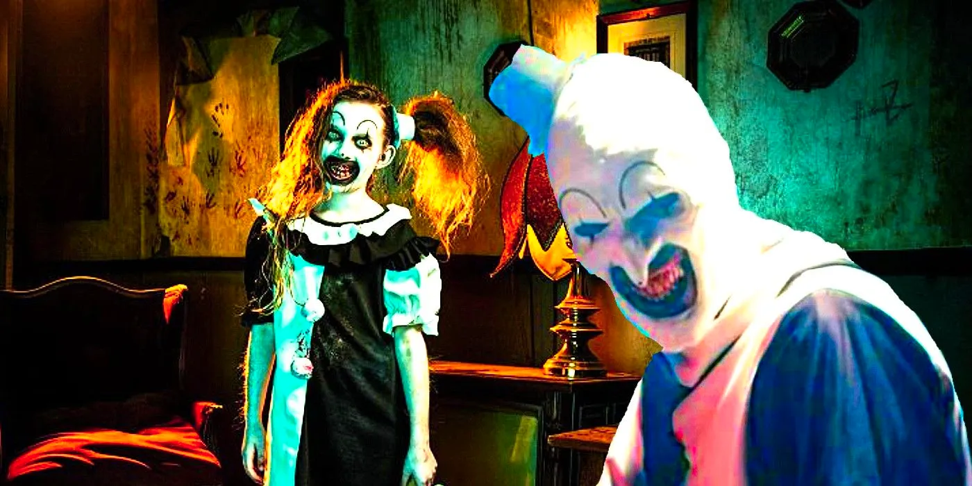 Art the Clown and the Pale Little Girl in Terrifier 2 Image