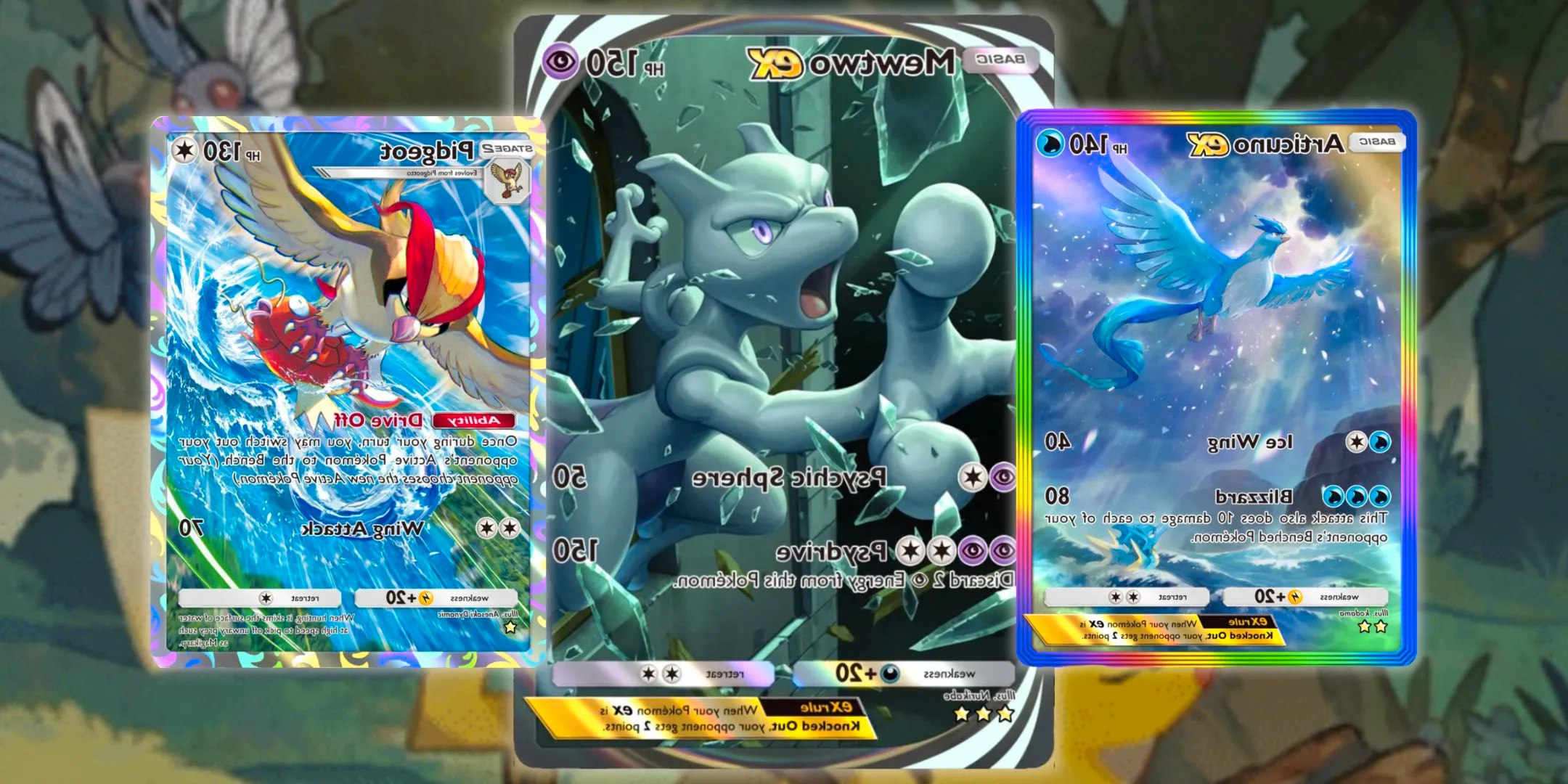 Articuno Mewtwo and Pidgeot cards Pokemon TCG Pocket Image