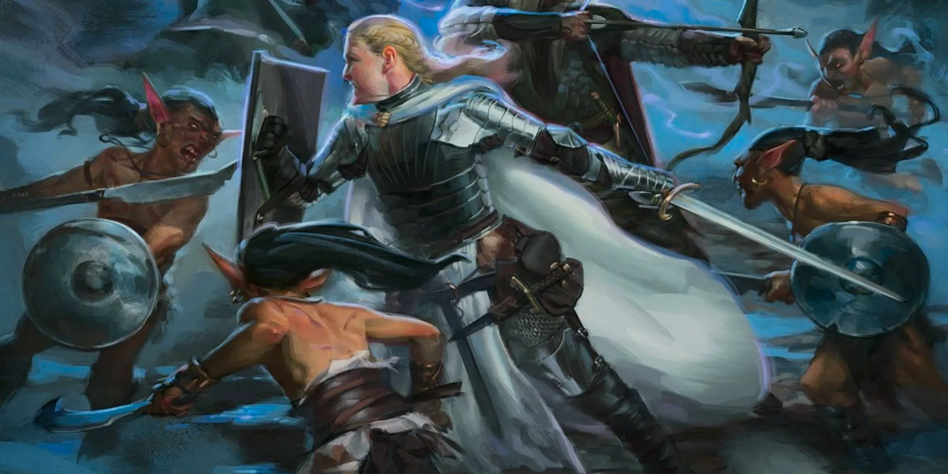 Artwork of a Paladin in Dungeons and Dragons DnD in the midst of battle. Image