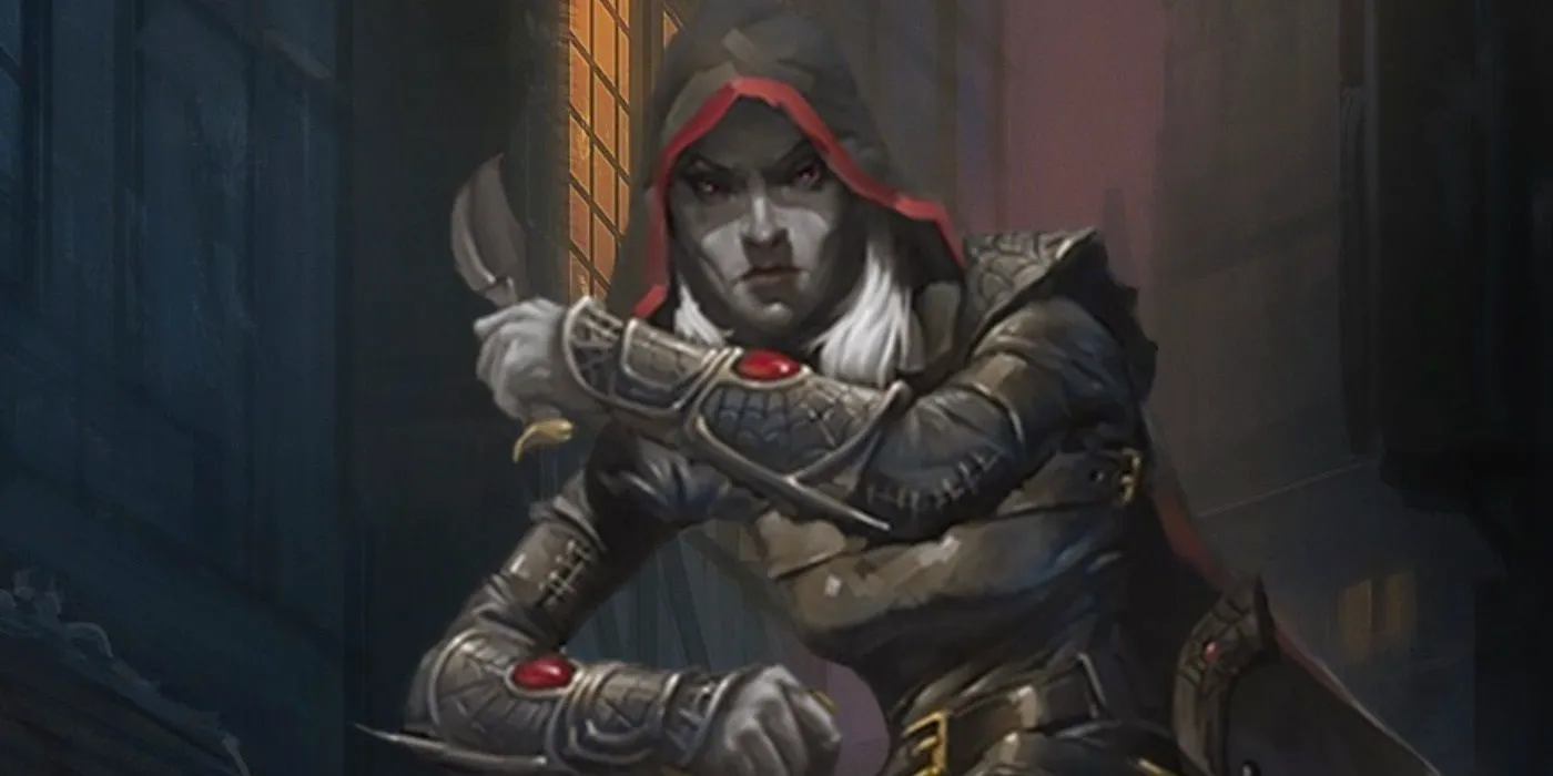 Artwork of a Rogue holding a knife in Dungeons in Dragons Image