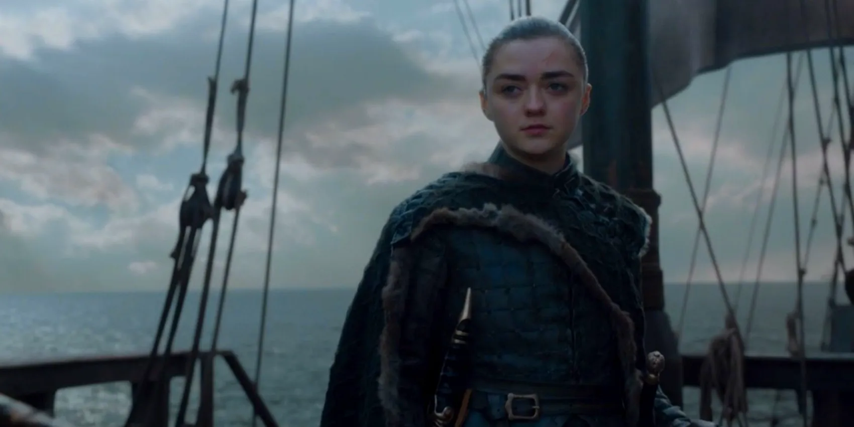 Arya stands on a ship's deck in the Game of Thrones finale Image