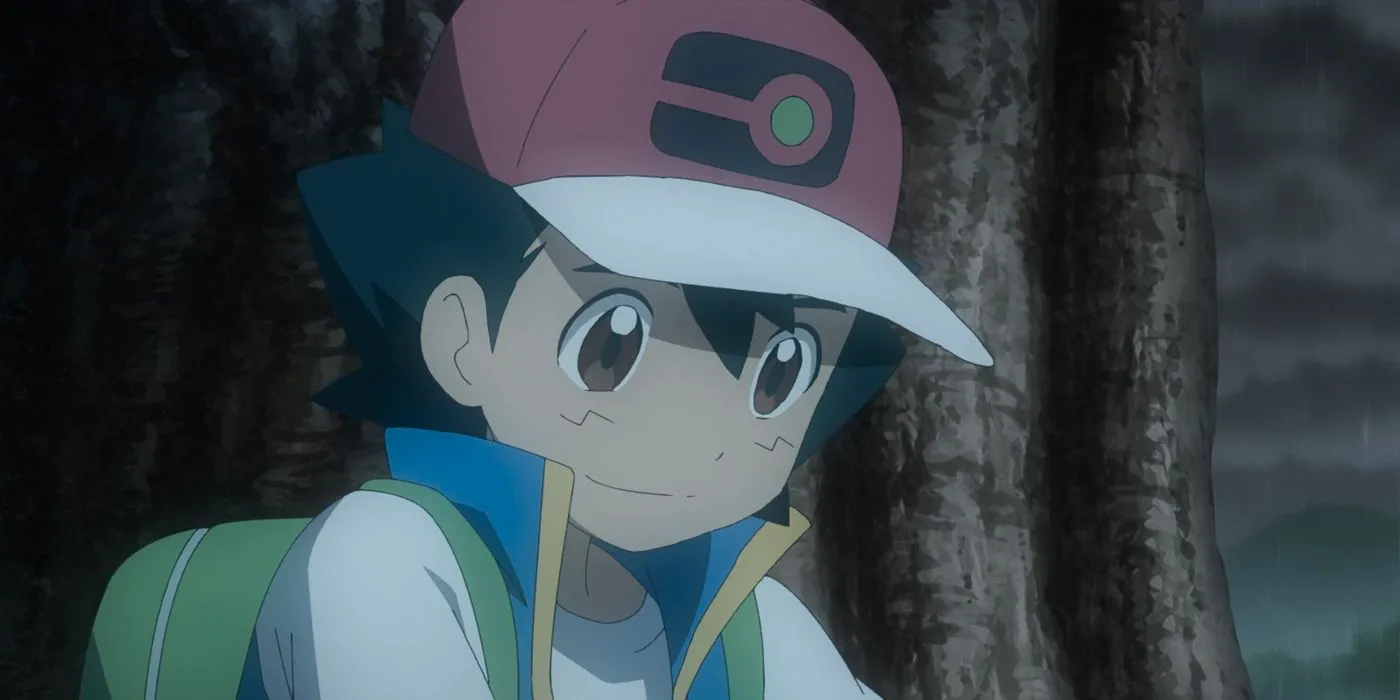 Ash sitting under a tree during the finale, considering his dream. Image