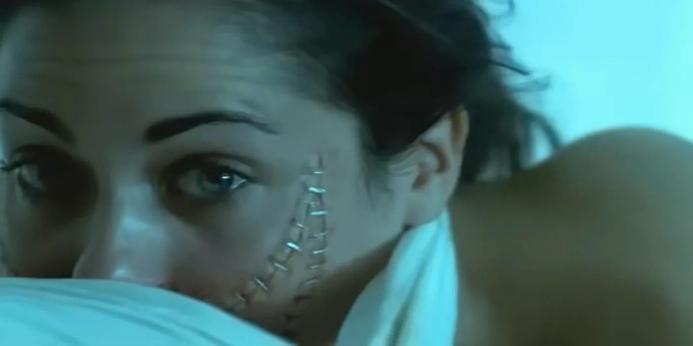 Ashley C. Williams as Lindsay with her mouth sealed in The Human Centipede (First Sequence) Image