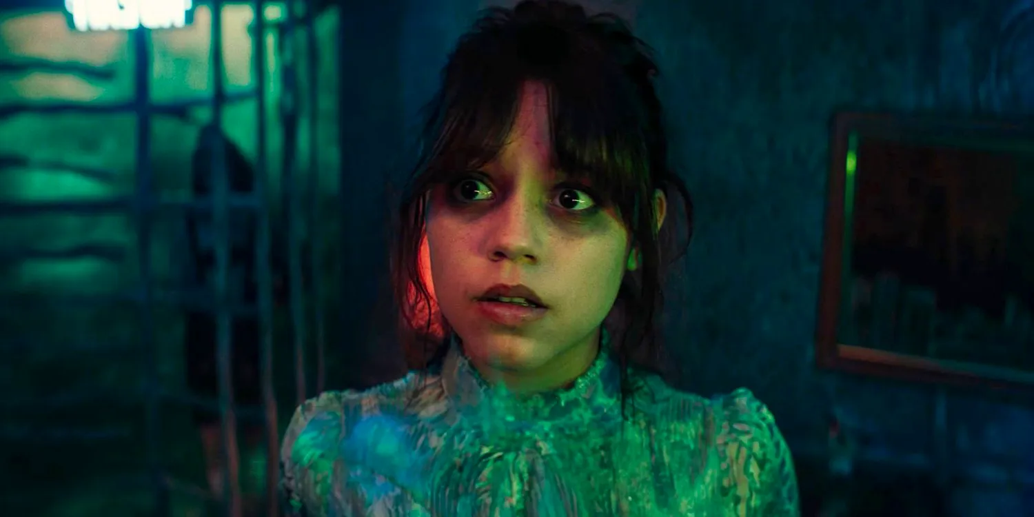 Astrid (Jenna Ortega) looking frightened in Beetlejuice 2 Image