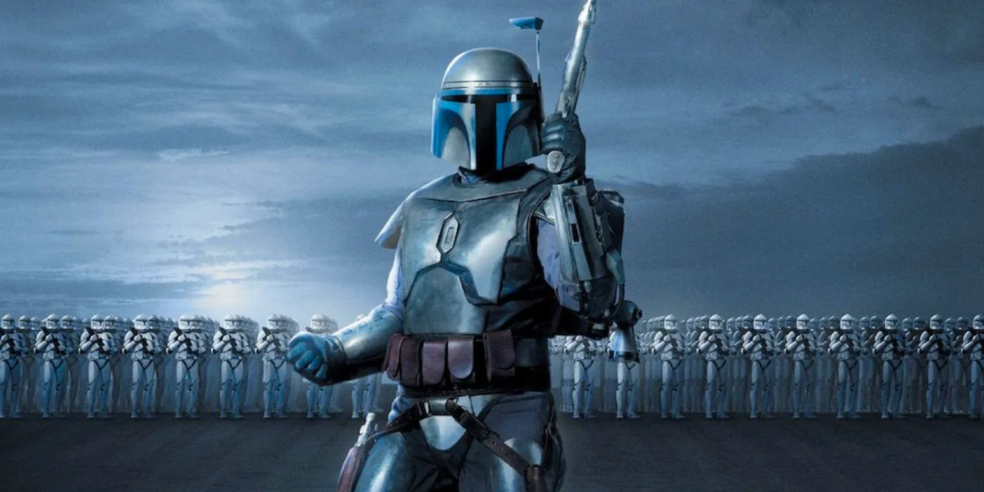 Attack of the Clones Jango Fett in front of army Image