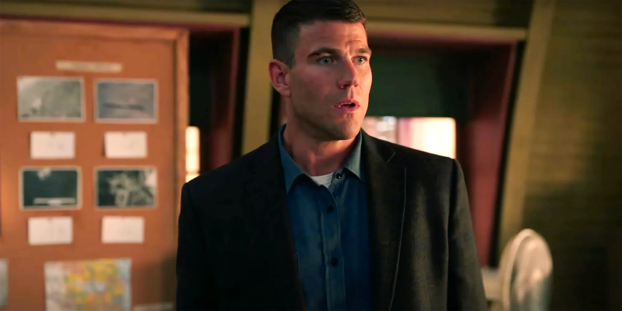 Austin Stowell looking shocked as Gibbs in NCIS Origins Image