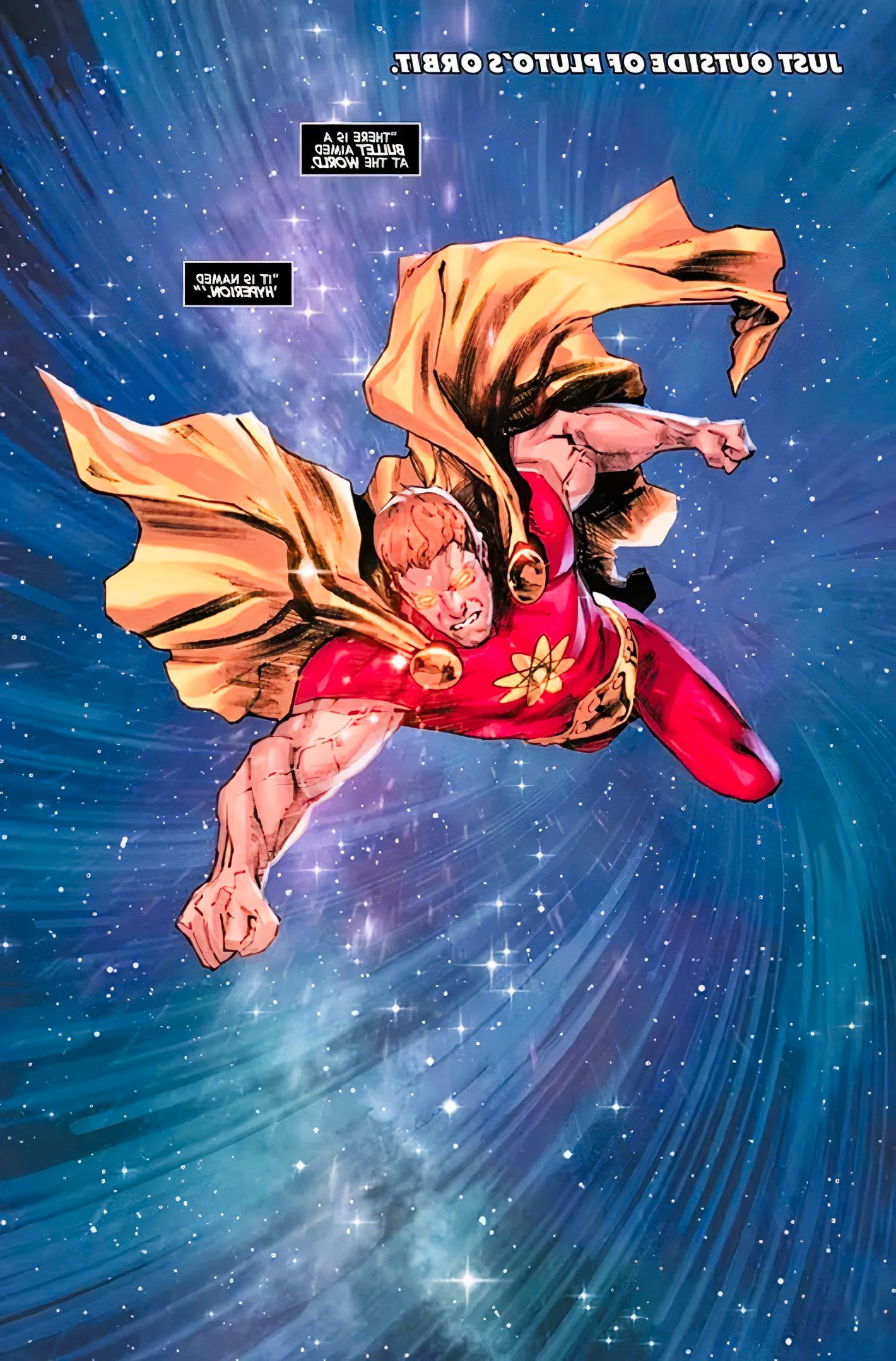 Avengers #18, Hyperion flies through space toward the Earth, intending to destroy it Image