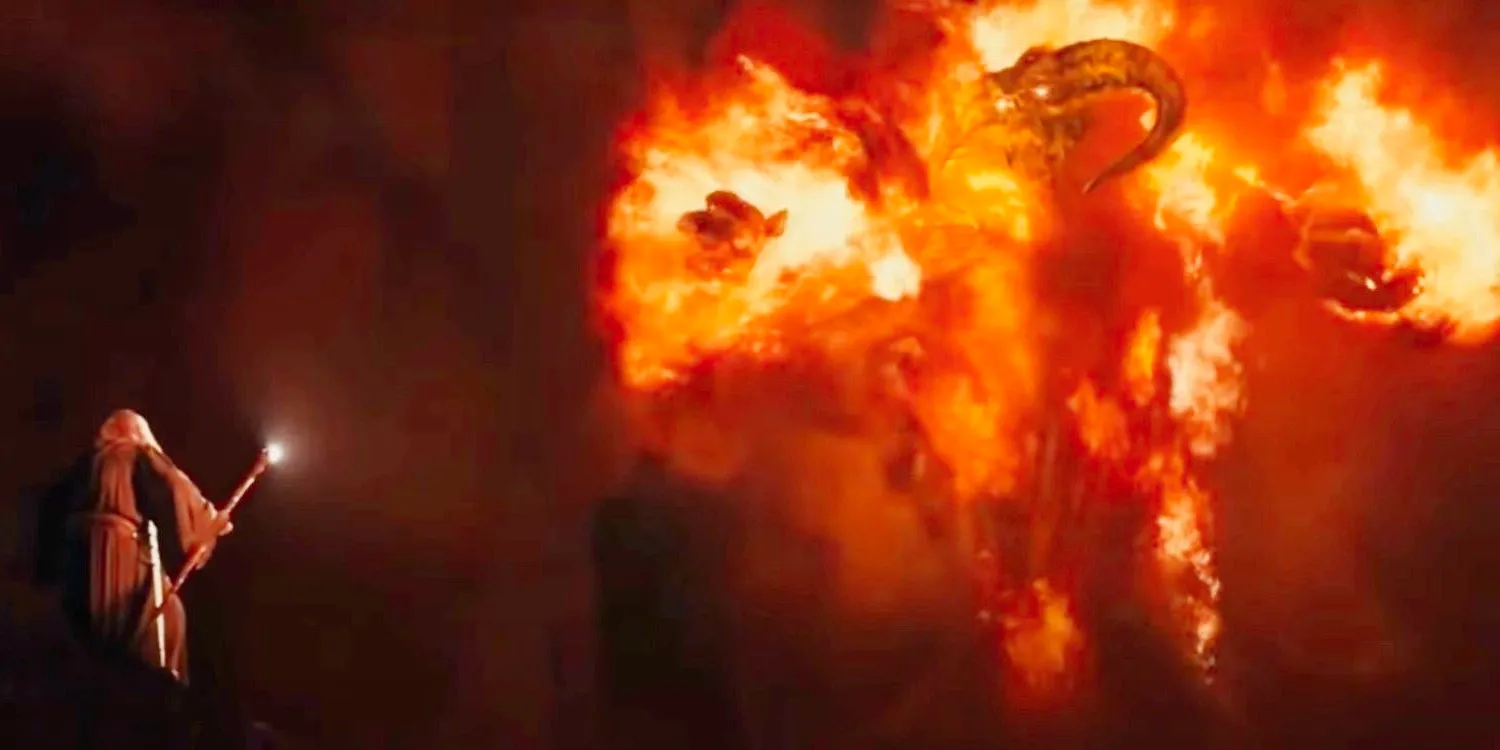 Balrog and Gandalf face off in Lord of the Rings Image