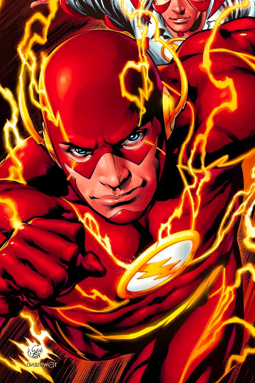 Barry Allen as The Flash Running in Comic Art Image