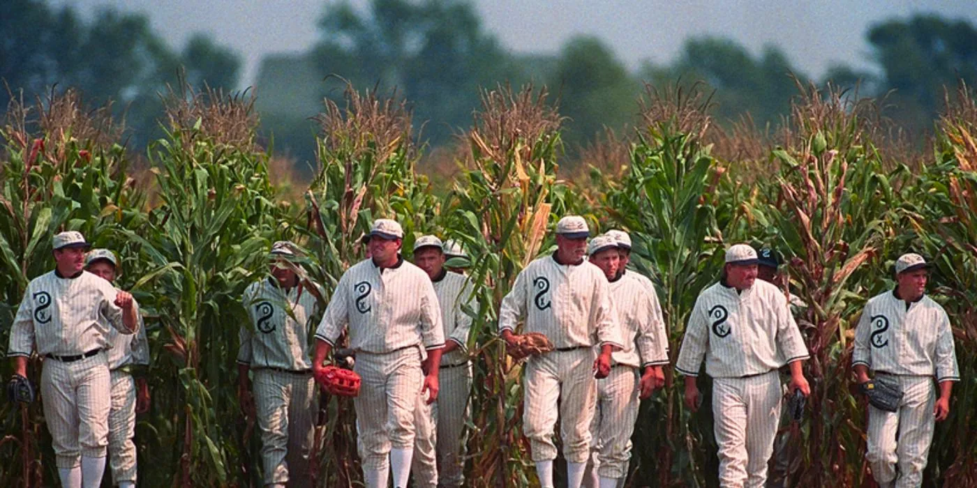 Baseball players in a corn field in Field of Dreams Image