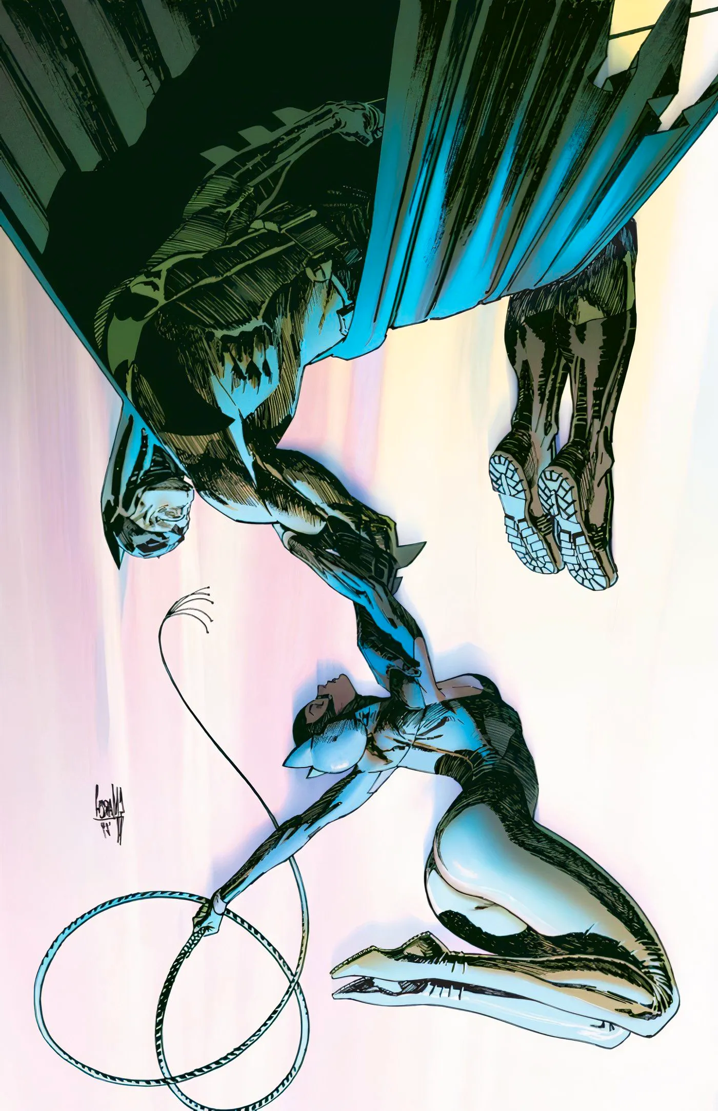 Batman #152 Batman catching catwoman fall whip Image