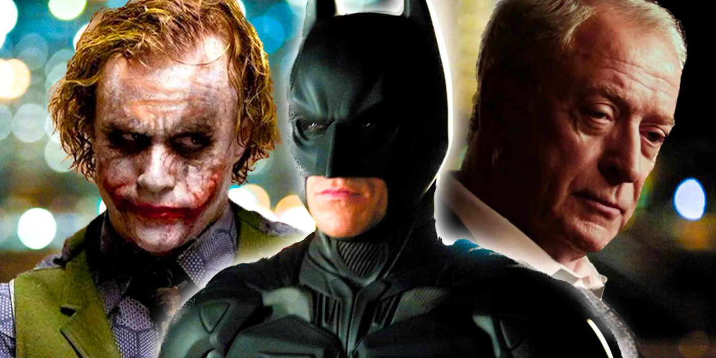 batman alfred and joker in christopher nolans dark knight trilogy Image