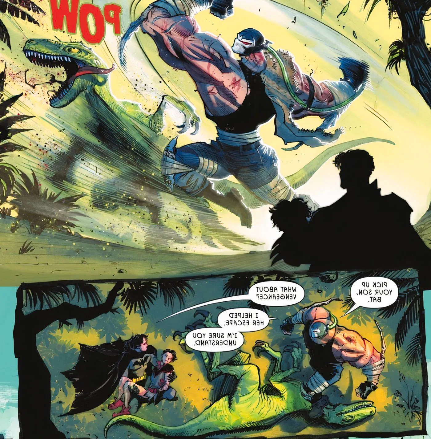 Batman and Robin #13 Bane saves Bruce and Damian  Image