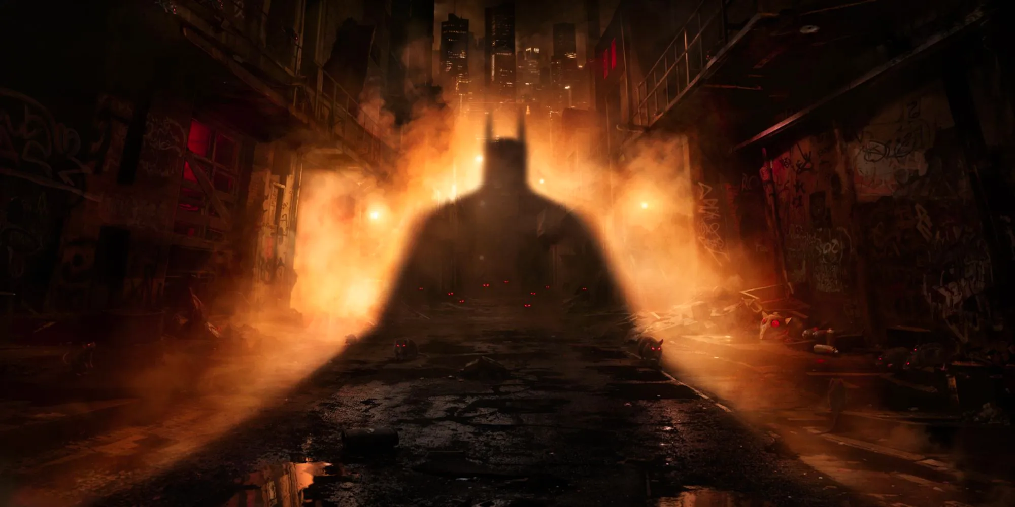 Batman: Arkham Shadow - Batman's Shadow Falls Over A Rat-Infested Alley Image