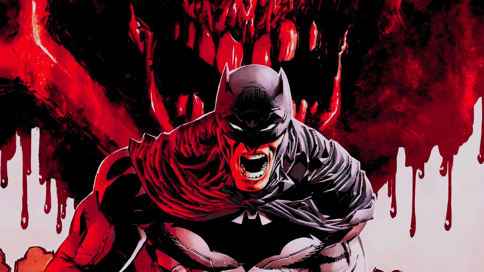 Batman behind a bloody skull Image