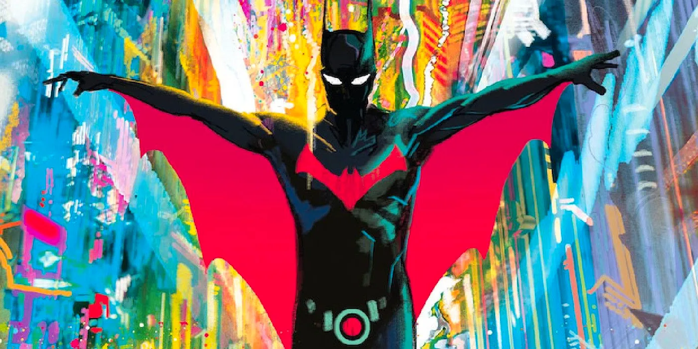 Batman Beyond in front of neo future cityscape Image