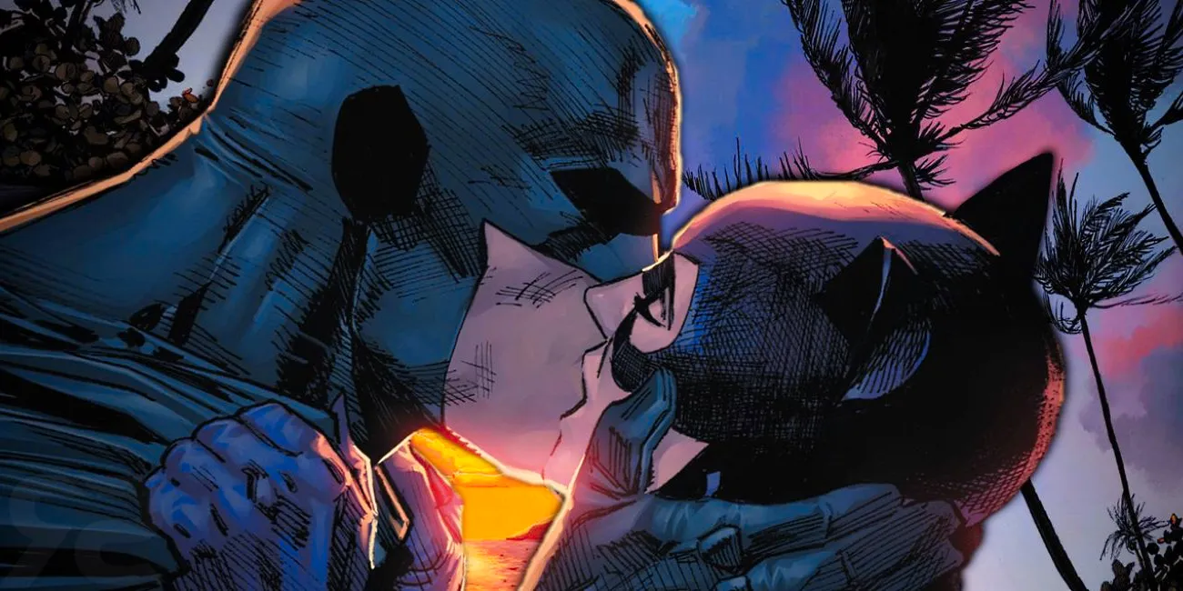 Batman Catwoman DC Comic Kiss Image