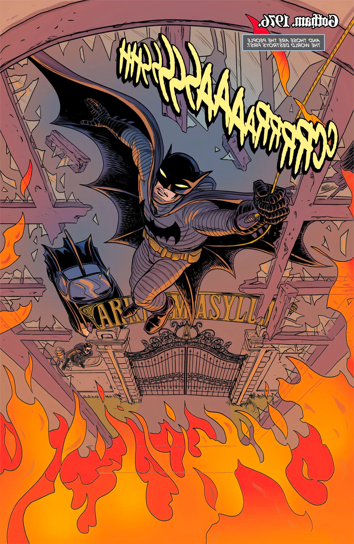 Batman Dark Age 5 Preview Page 5: Batman crashes through a window. Image