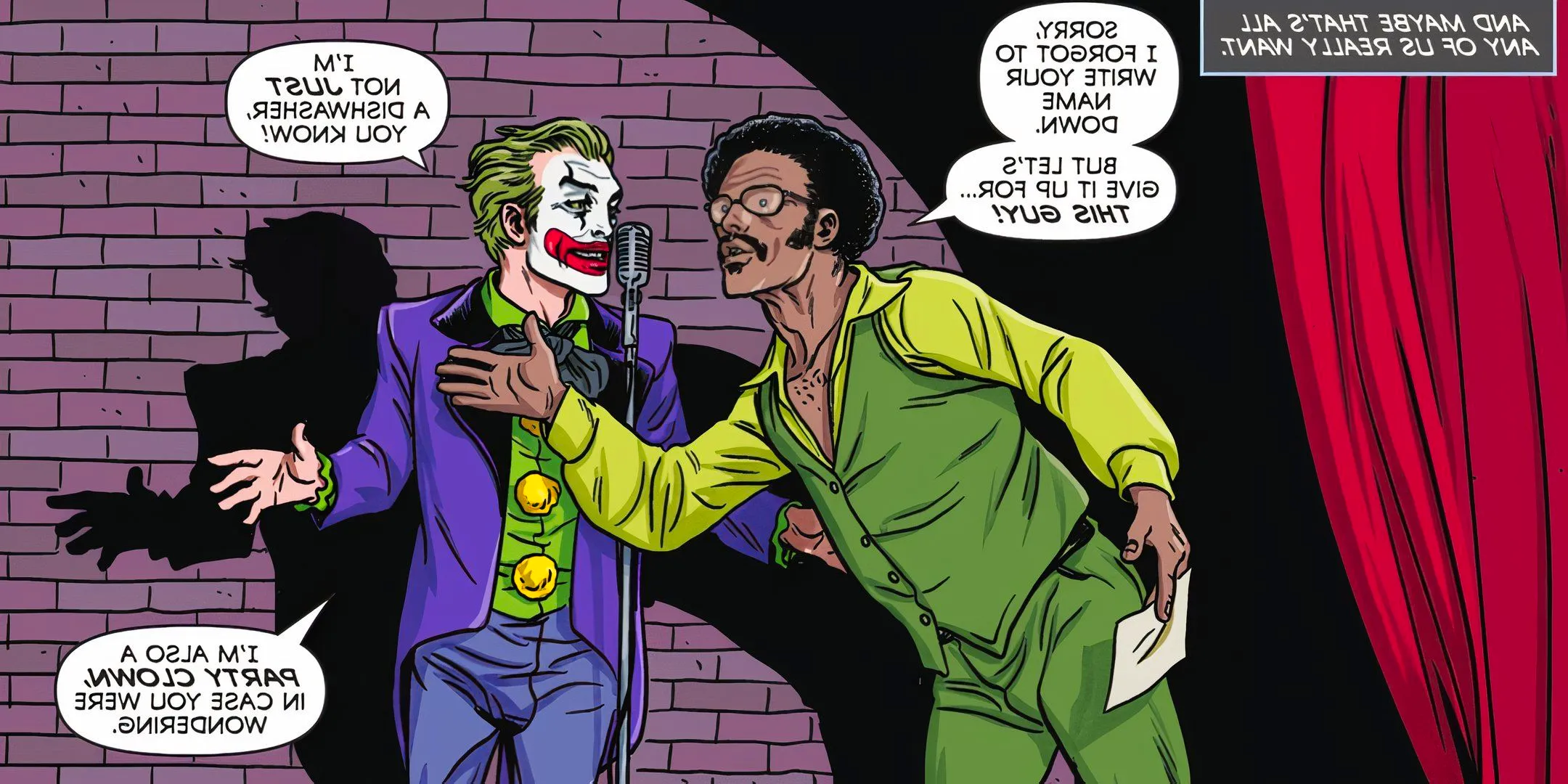 Batman Dark Age Joker as a Standup Comedian DC Image