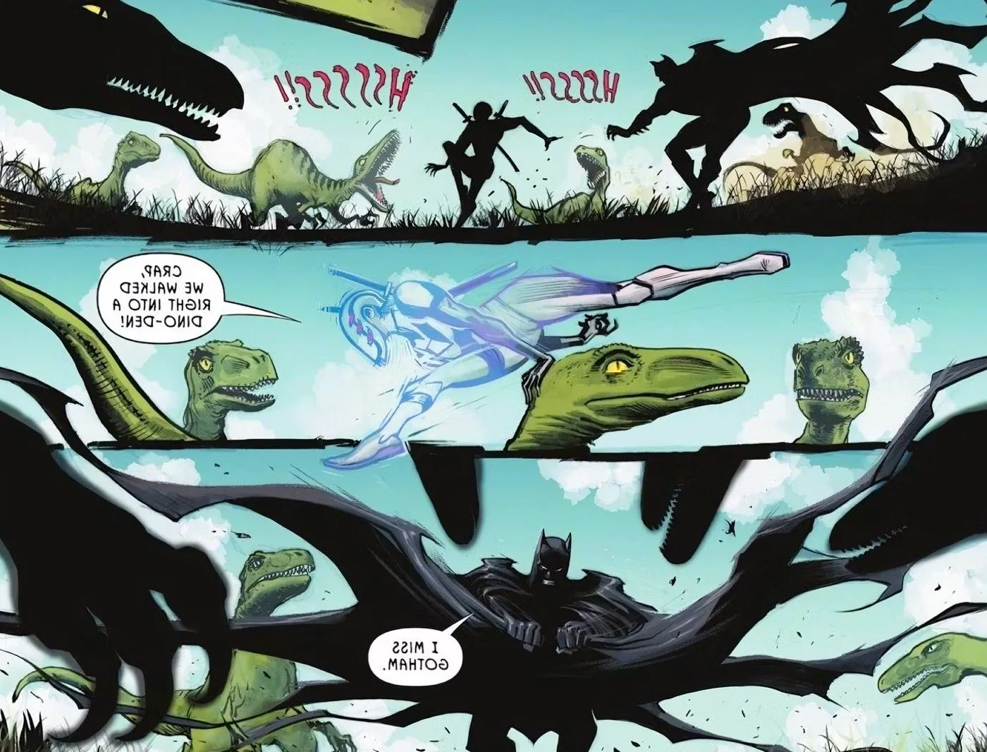 batman fights dinosaurs Image