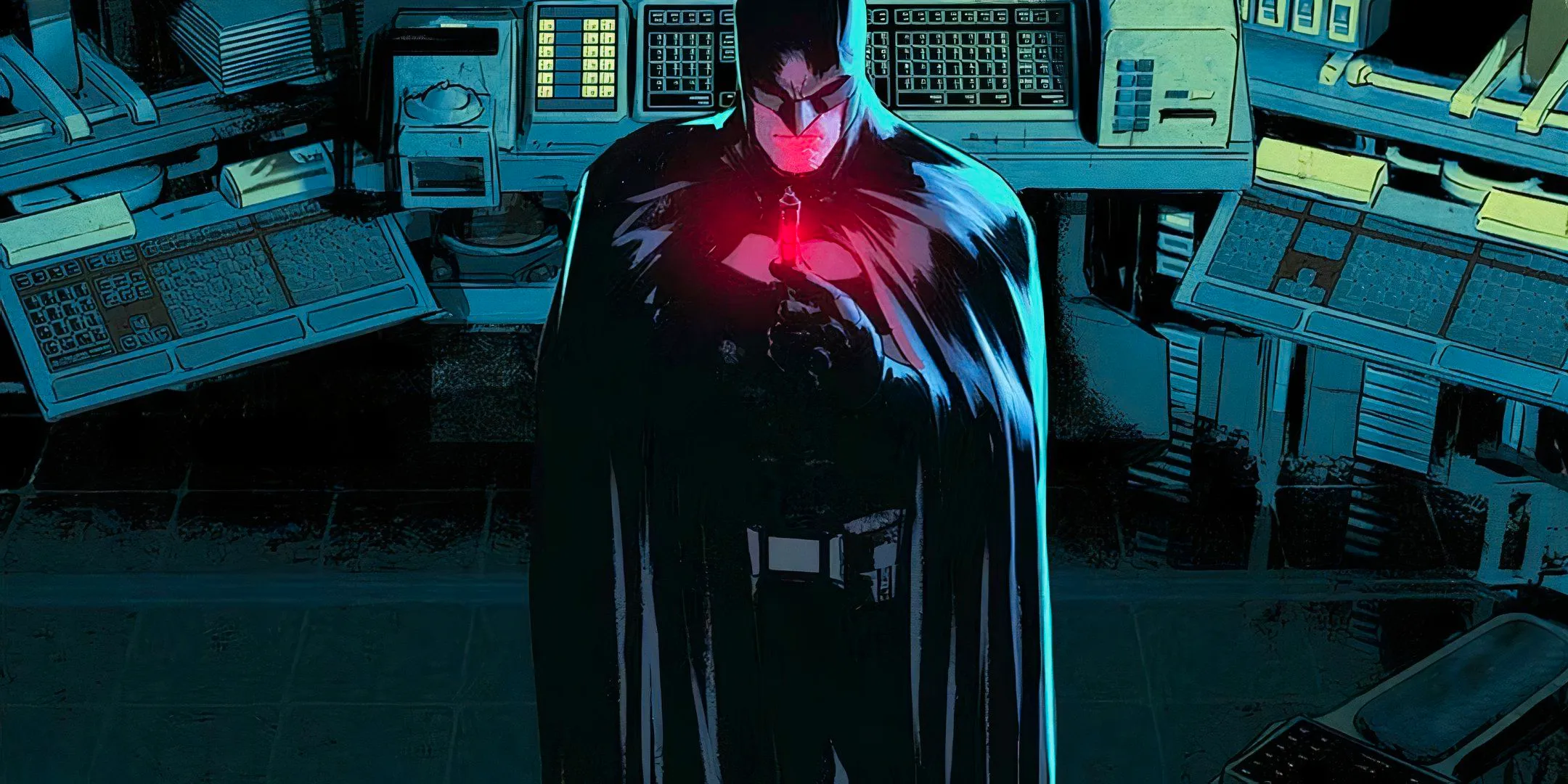 Batman Holding onto a Glowing Red Vial DC Image