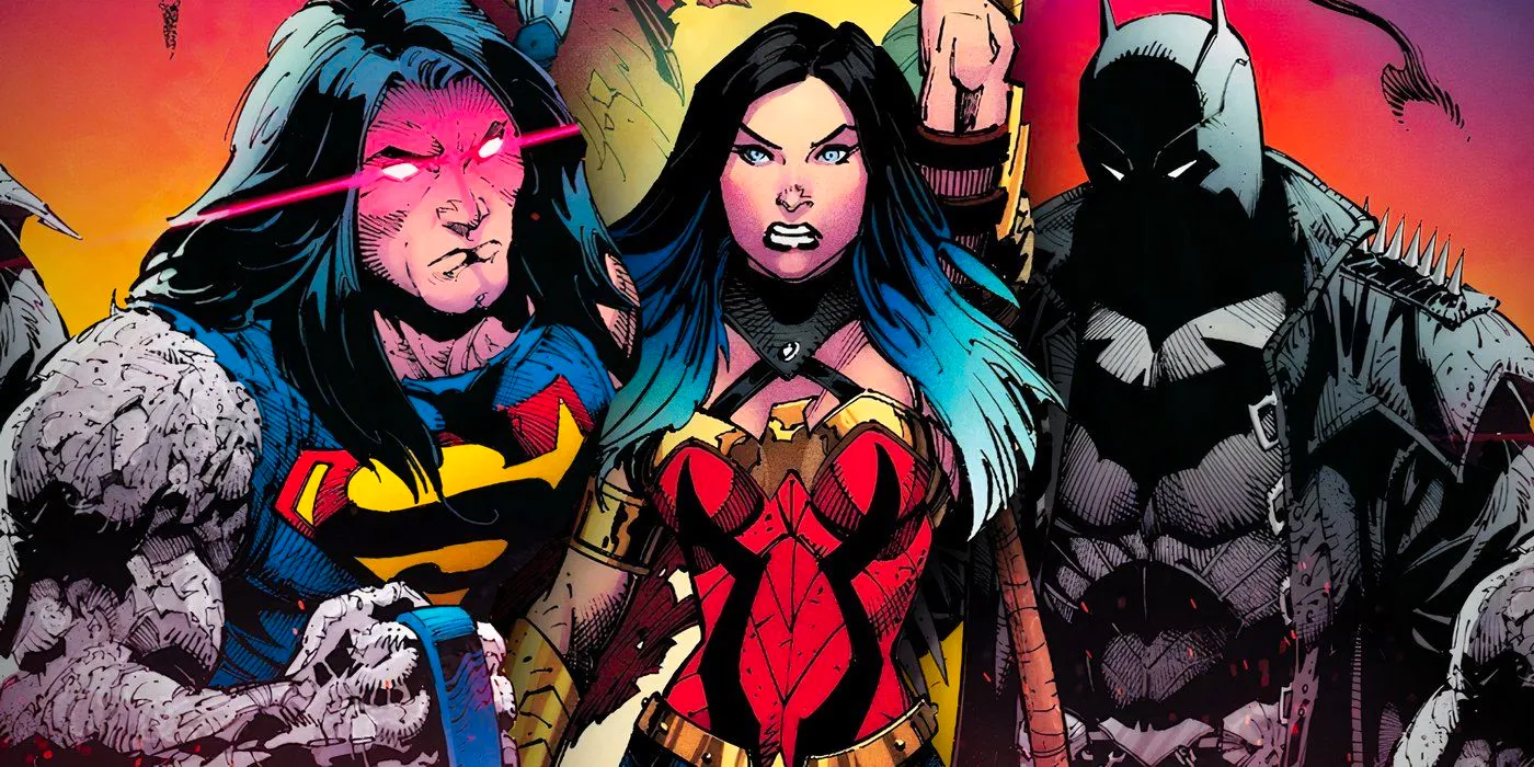 Batman Superman and Wonder Woman in DC Death Metal Comic Art Image