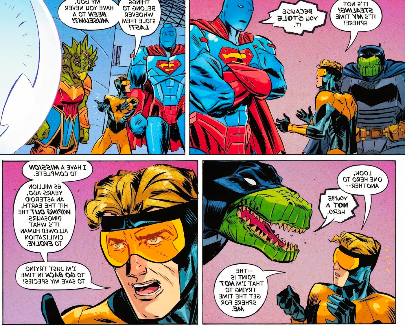 Batman the brave and the bold #14 featuring booster gold and the jurassic league  Image