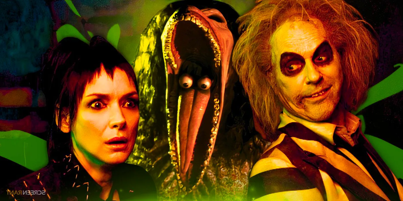 Beetlejuice and Lydia from the sequel with Barbara in her monster form from the first movie Image