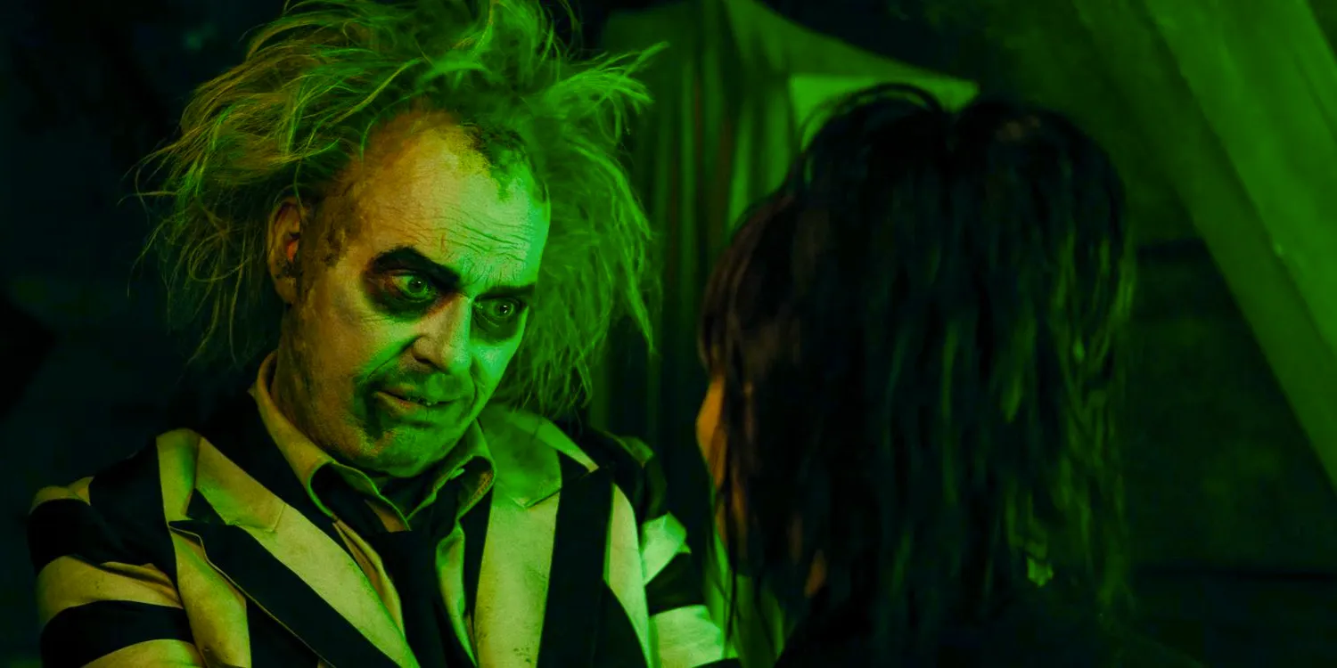 Beetlejuice Beetlejuice Michael Keaton looking at someone Image