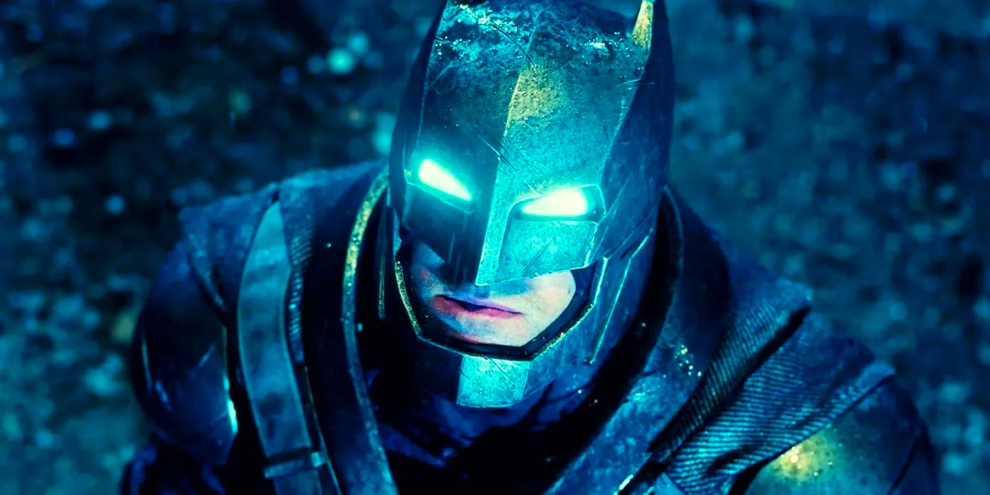 Ben Affleck as Batman looking up with glowing eyes in Batman v Superman: Dawn of Justice Image