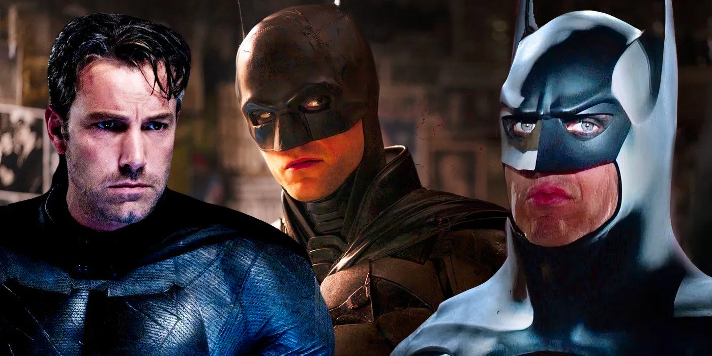 Ben Affleck, Michael Keaton, and Robert Pattinson as the Batman Image