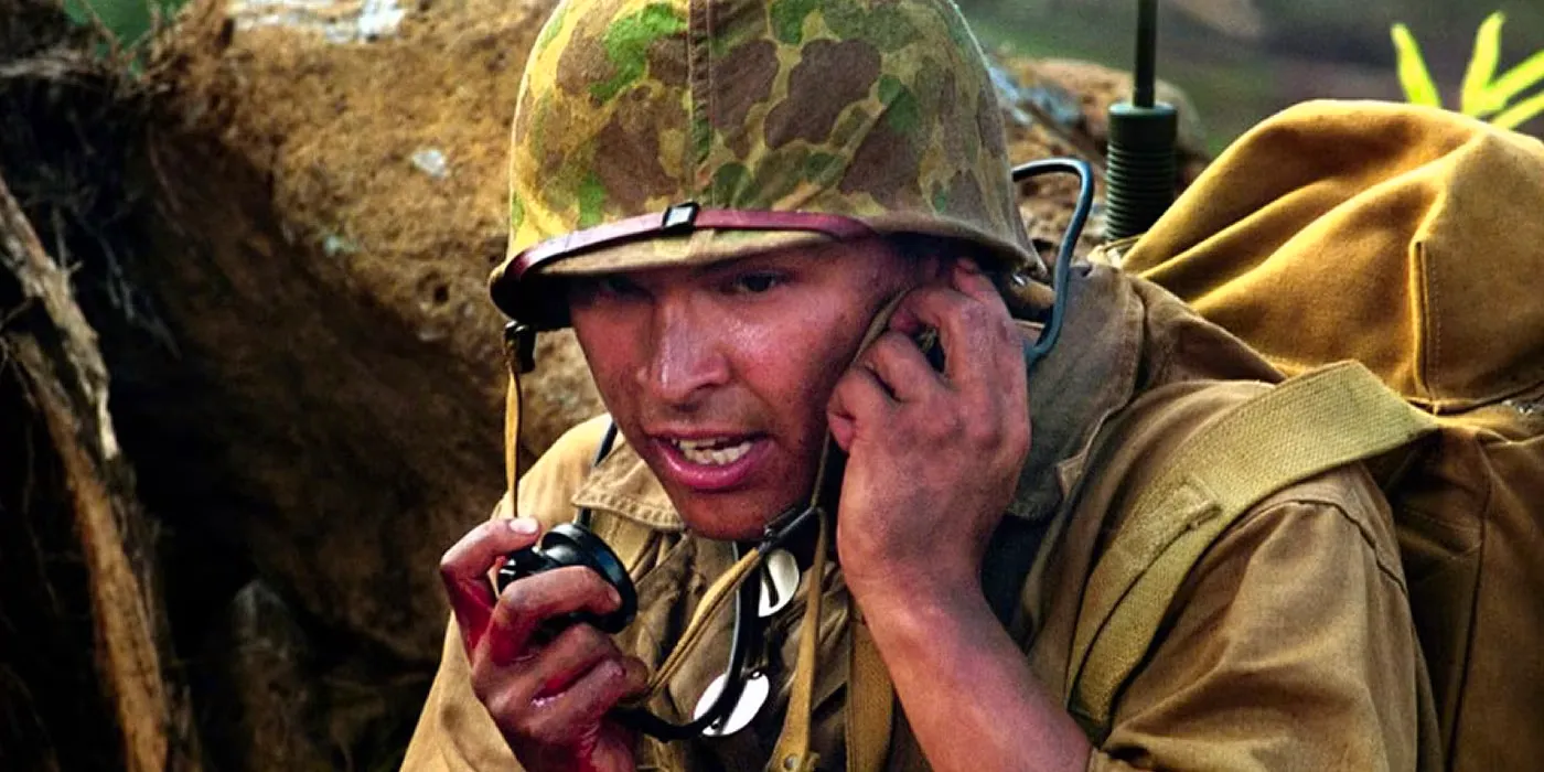 Ben Yahzee on a radio in Windtalkers Image