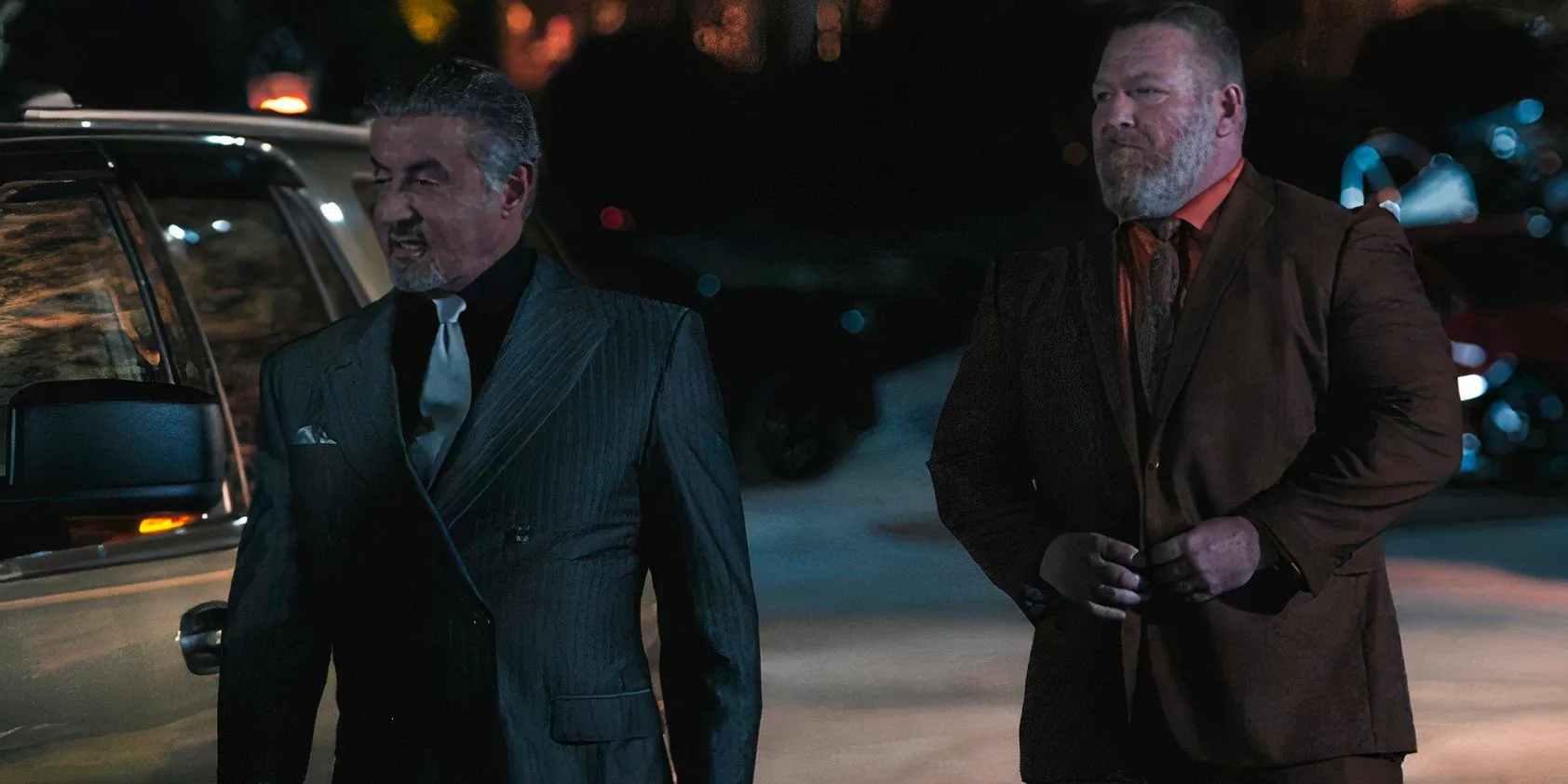 Bigfoot and Dwight Manfredi (Sylvester Stallone) in Tulsa King season 2 episode 1 Image