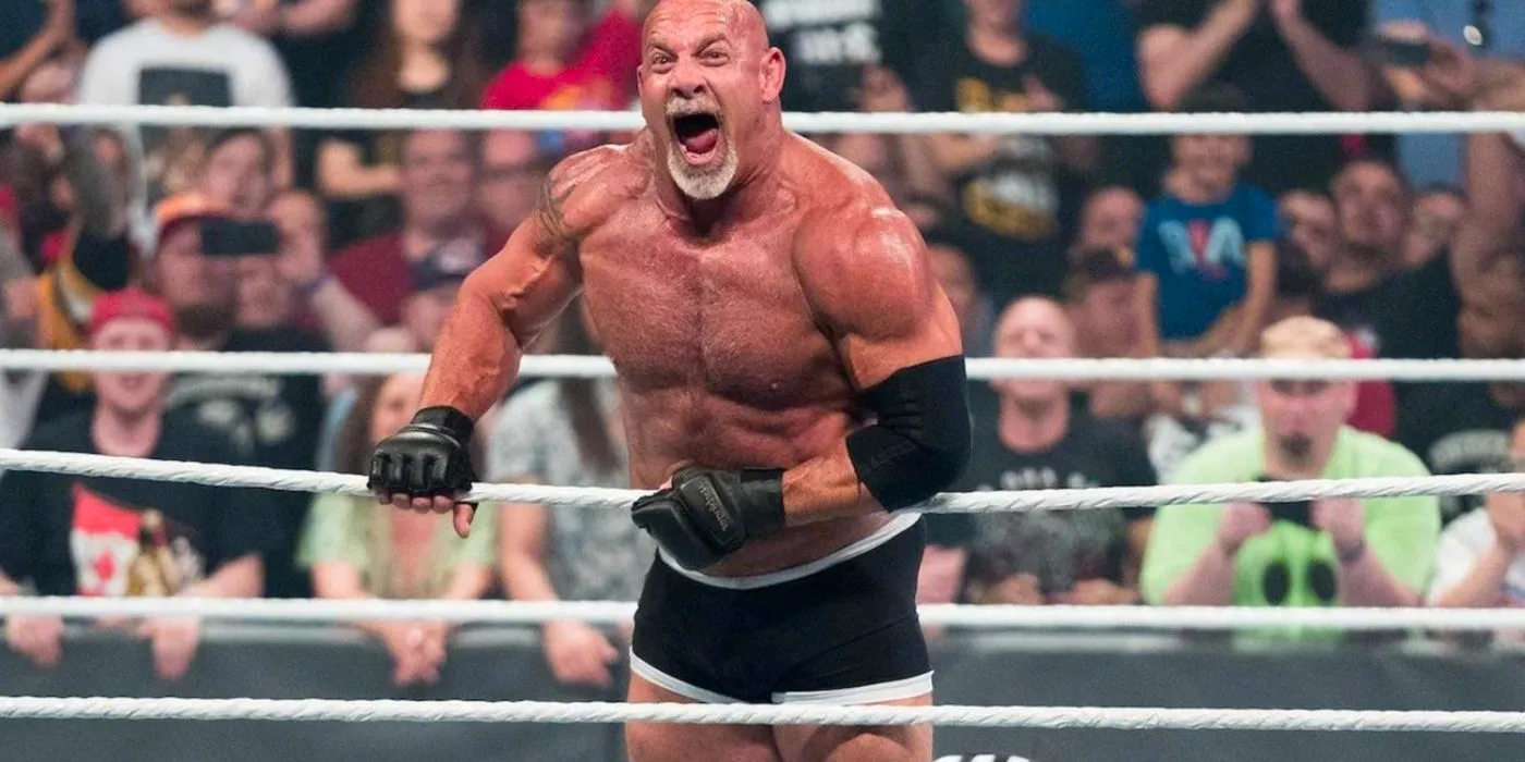 Bill Goldberg screaming in a wrestling ring Image