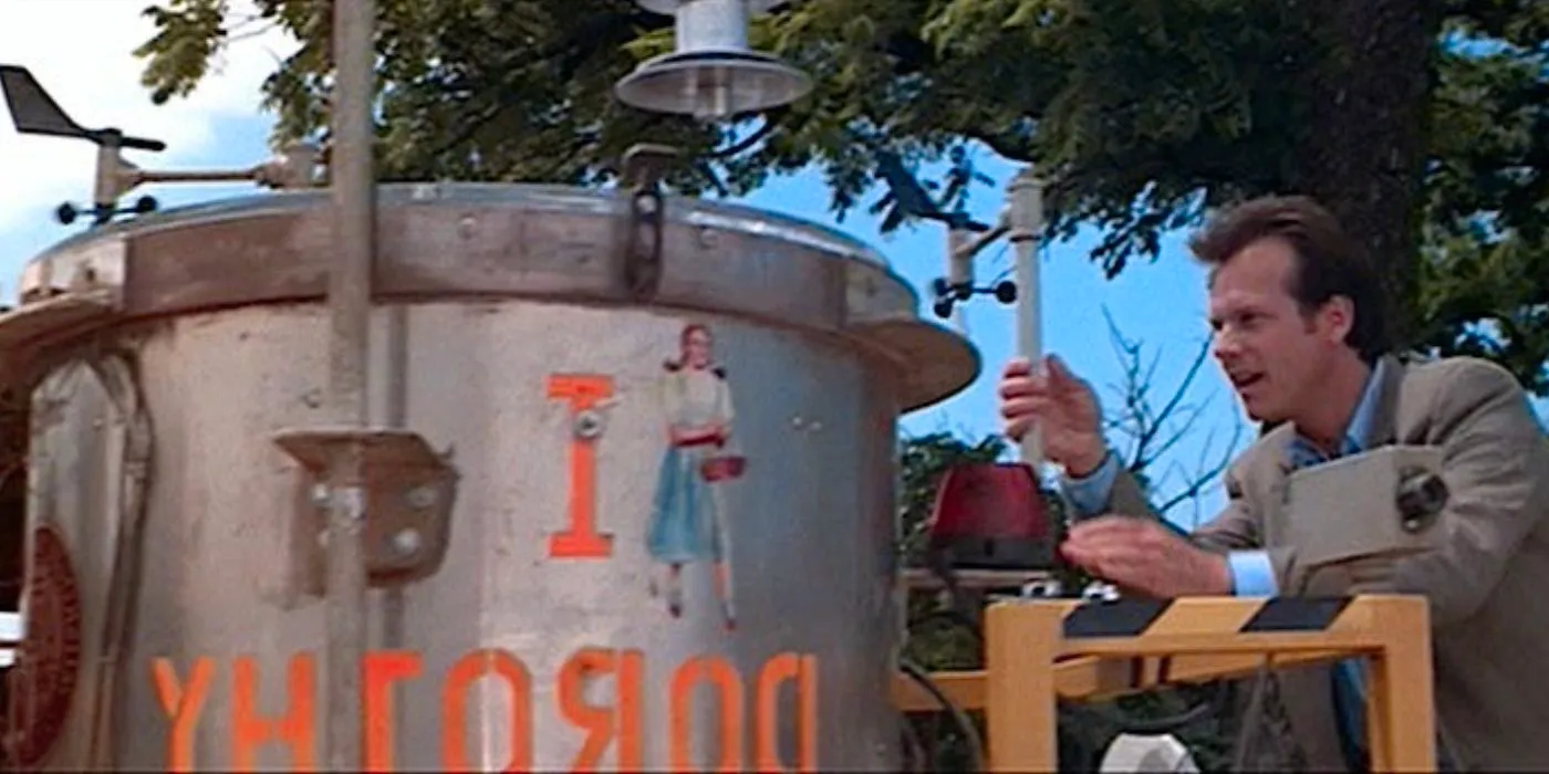 Bill Paxton's Dr. Bill Harding in Twister with the Dorothy Device Image