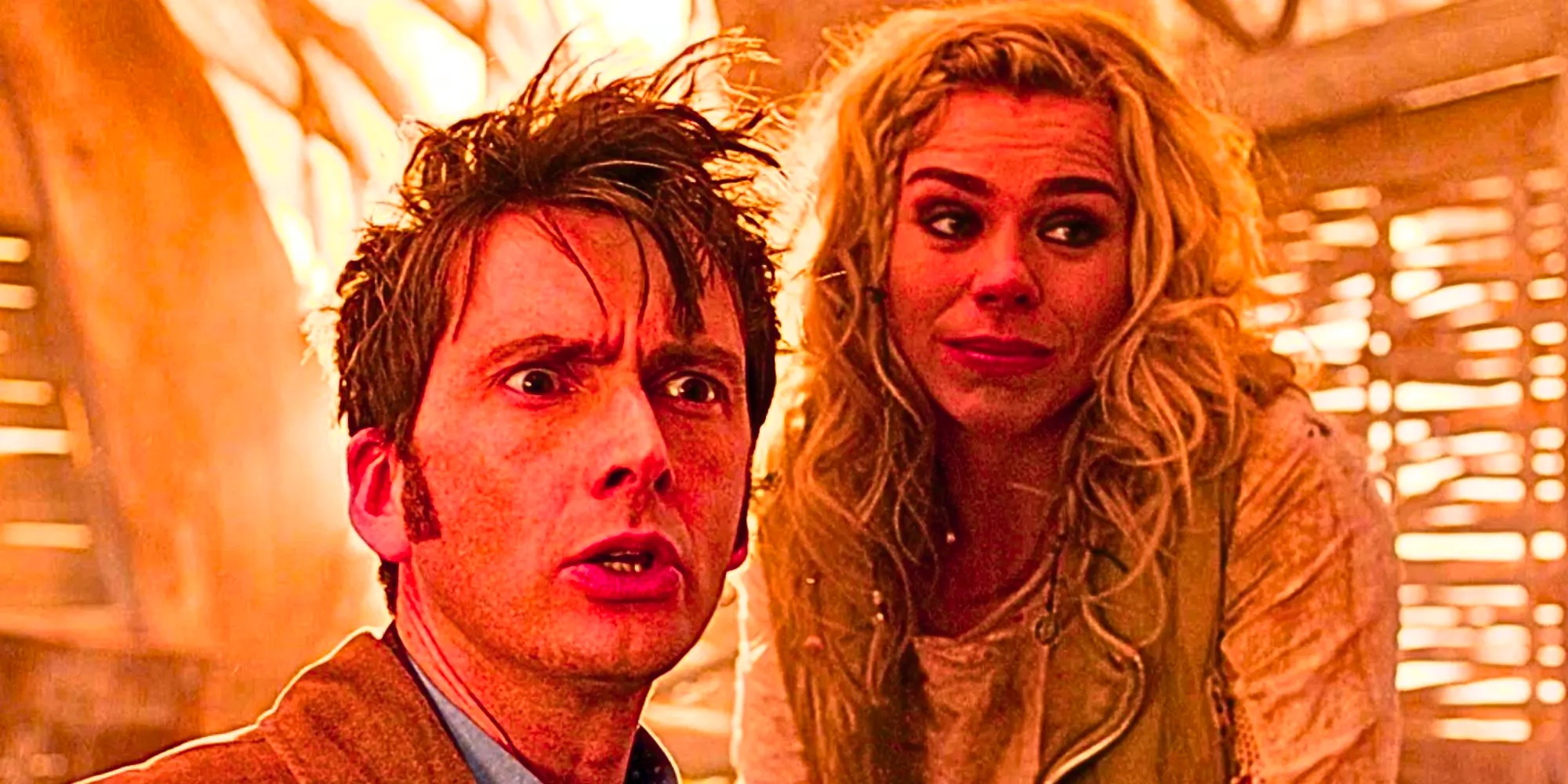 Billie Piper as Bad Wolf in Doctor Who with David Tennant's Tenth Doctor Image