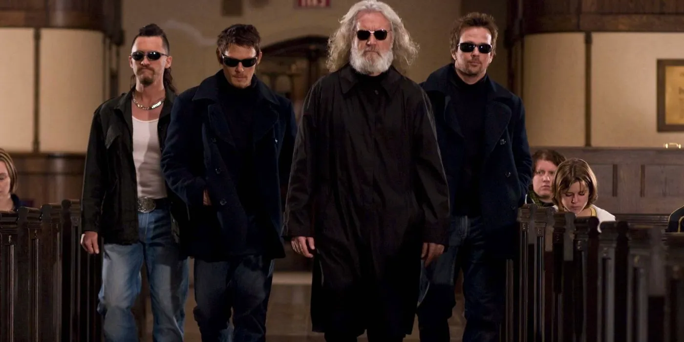 Billy Connelly Norman Reedus and Sean Patrick Flanery walk through a church in Boondock Saints 2 All Saints Day Image