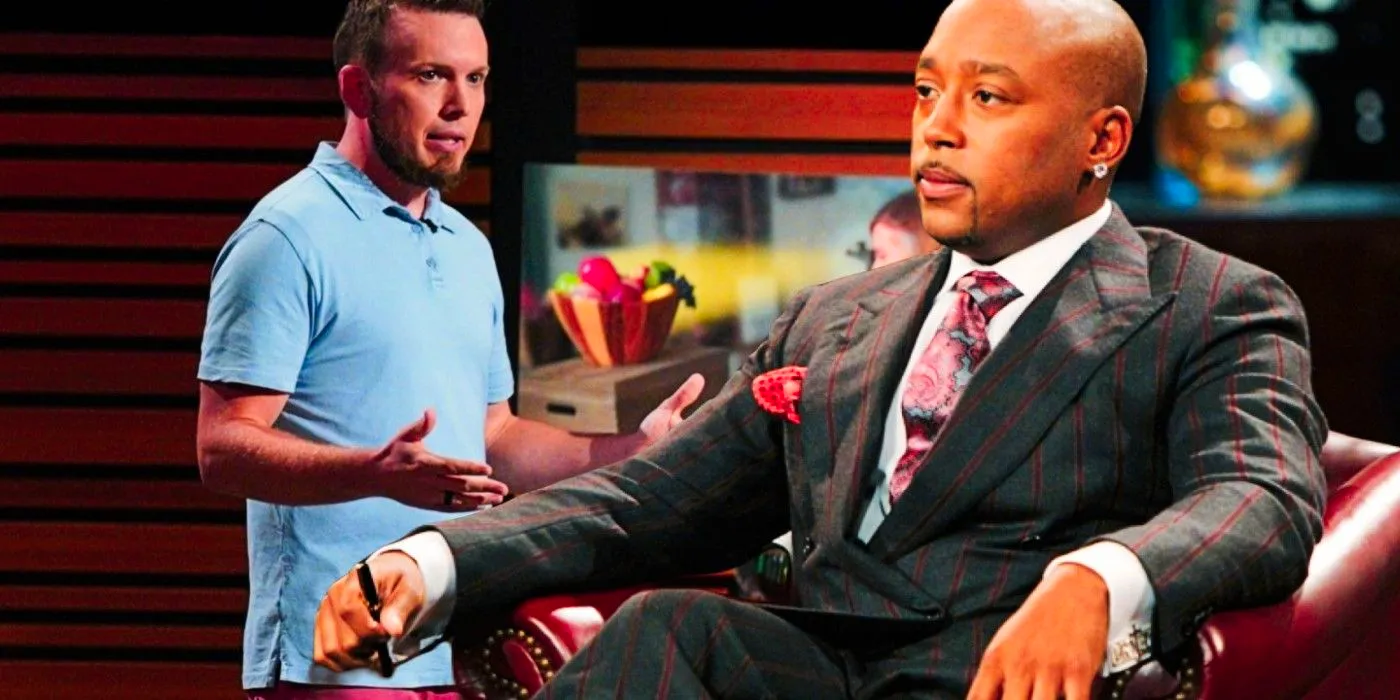 Blended image of Daymond John and Les Cookson on Shark Tank Image