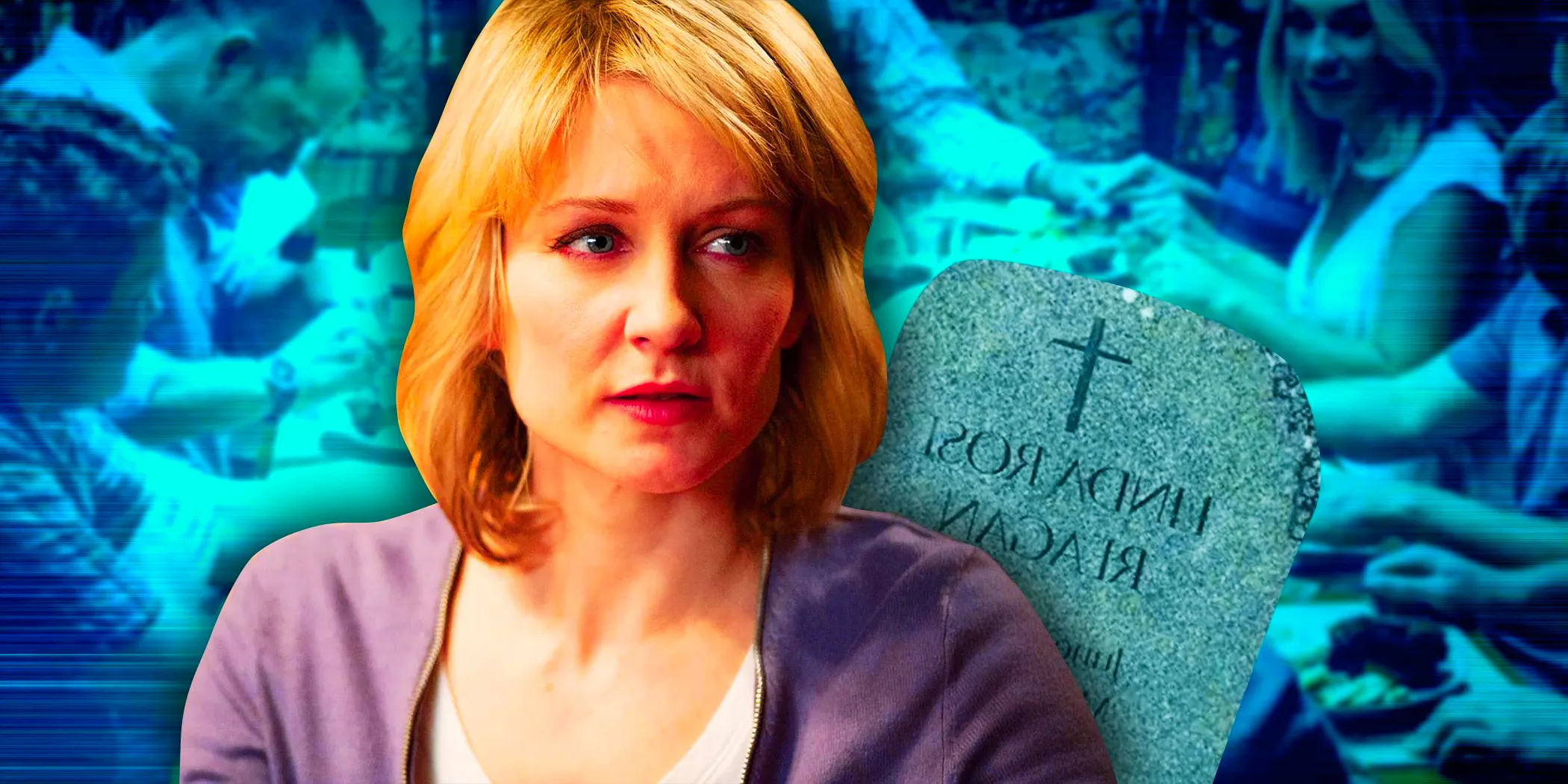 Blue Bloods Linda standing to the right of her gravestone Image