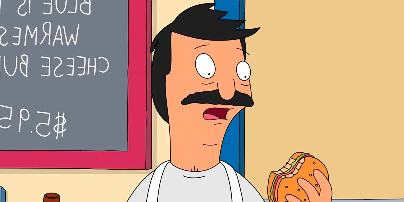 Bob Belcher holding a burger. Image