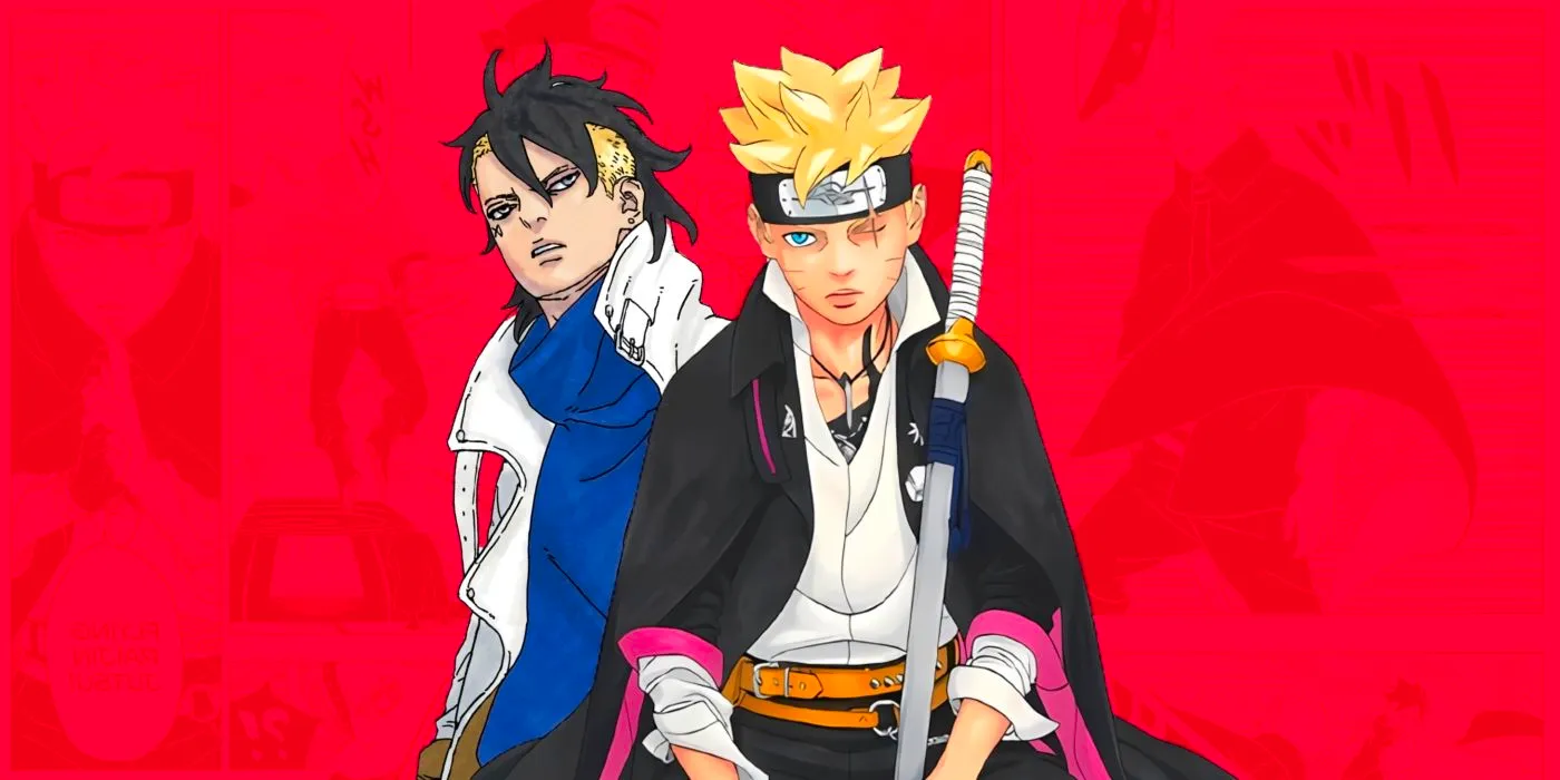 Boruto and Kawaki wearing their Two Blue Vortex outfits Image